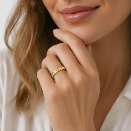 Personalized Gold Moon & Star Spinner Ring