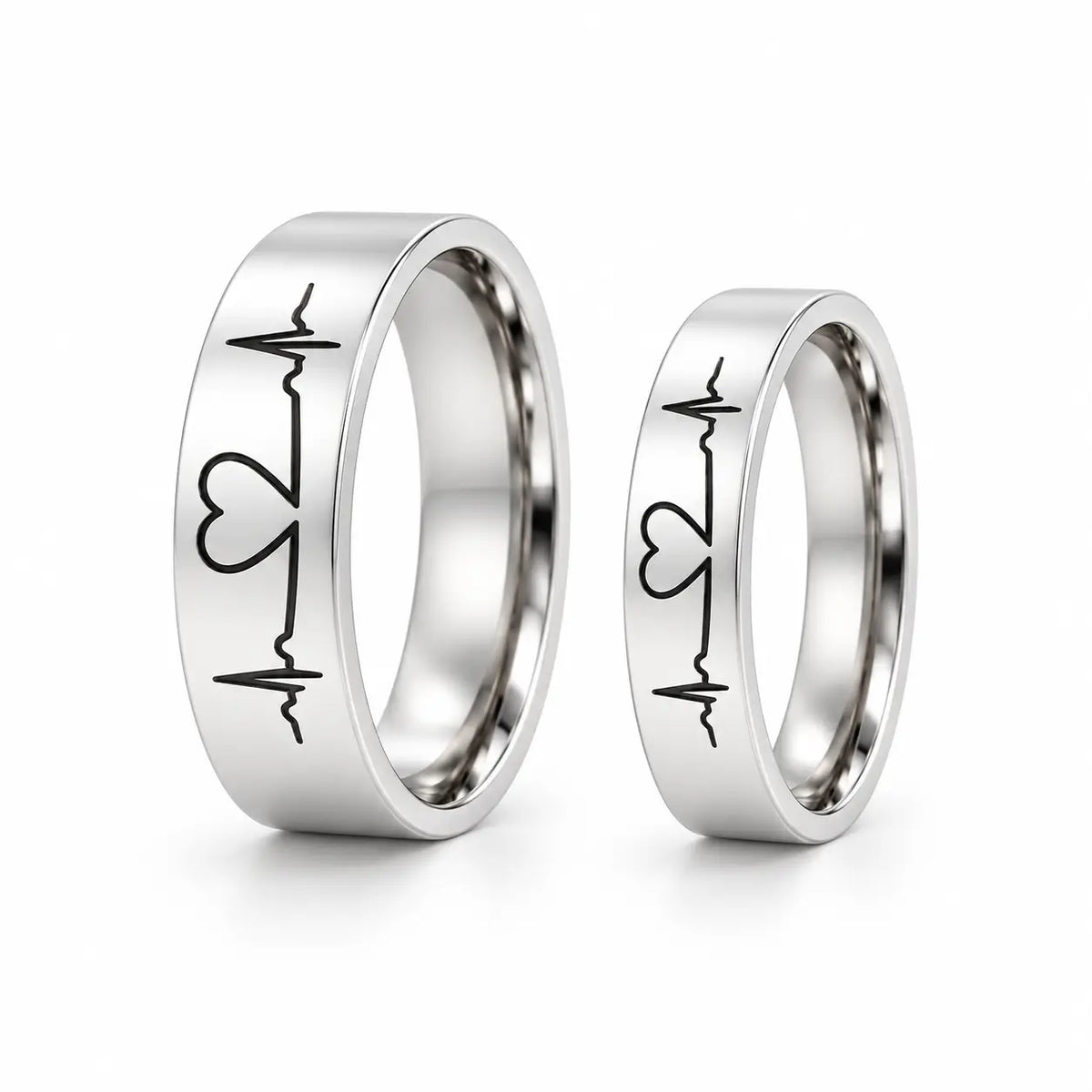 Lover Heartbeat Promise Rings for Couples Titanium Steel