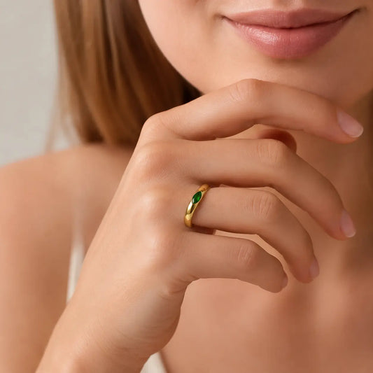 Green Marquise Personalized Ring