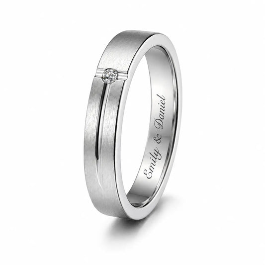 Grooved CZ Personalized Ring