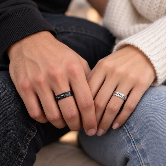 His Crazy & Her Weirdo Couple Promise Rings