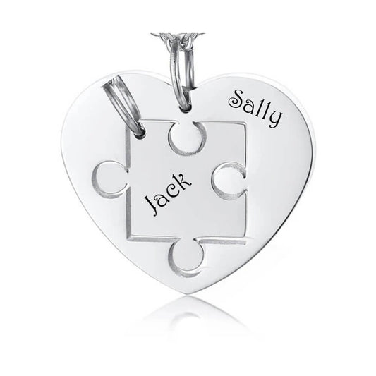 Puzzle Heart Couple Necklace Set