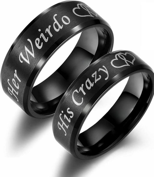 His Crazy Her Weirdo Heart Rings for Couples