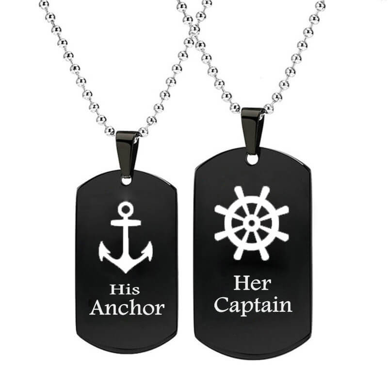 Her Captain & His Anchor Couple Necklaces