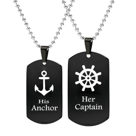 Her Captain & His Anchor Couple Necklaces