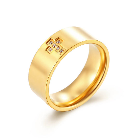 8mm Men Cross Ring
