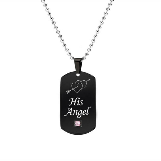 Black Her Demon His Angel Couple Necklaces