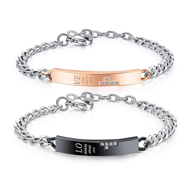 Creative Cross LOVE Stainless Steel Couple Bracelet