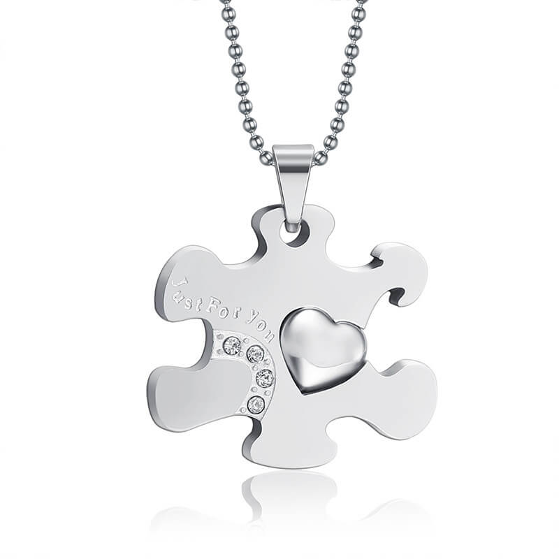 Matching Puzzle Heart Pendant