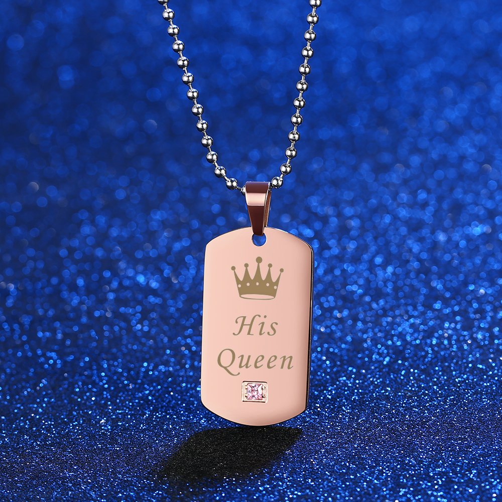 Couple Queen King Tag Necklace