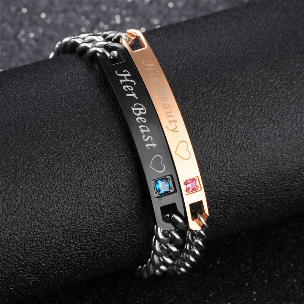 Customized Her Beast & His Beauty Bracelet Set