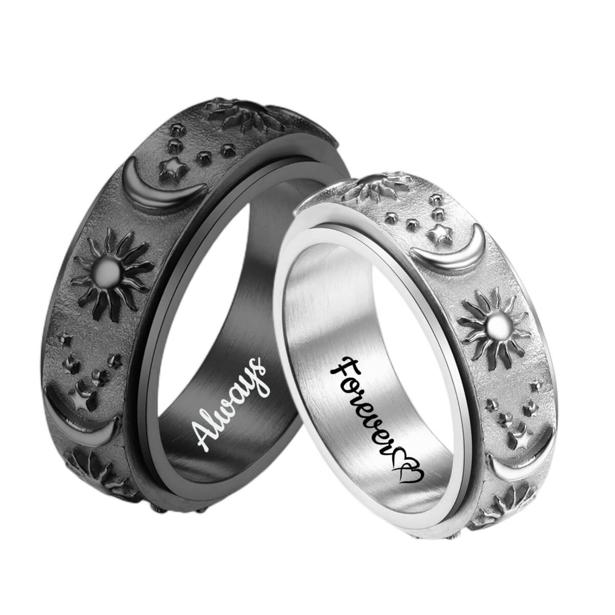 Personalized Sun & Moon Rings