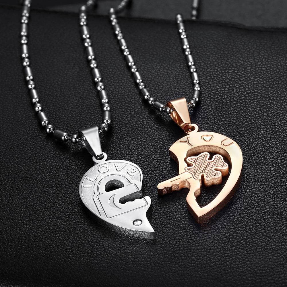 Puzzle Heart Necklace Couple Set