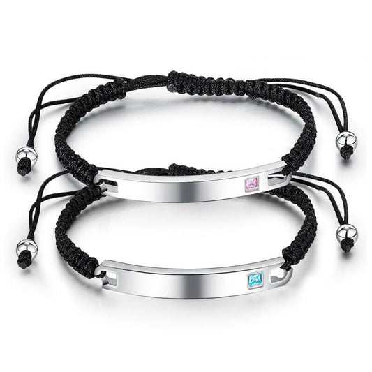 Matching Nameplate ID Couple Bracelets