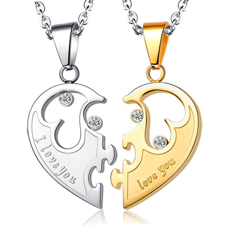 Matching Heart Necklaces for Couples /2pcs