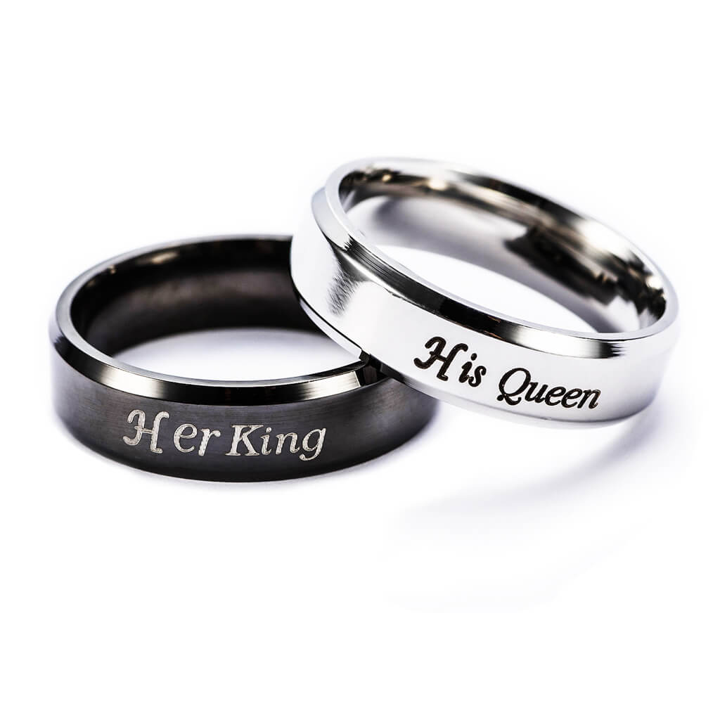 Matching Her King His Queen Couple Rings Wedding Promise Bands