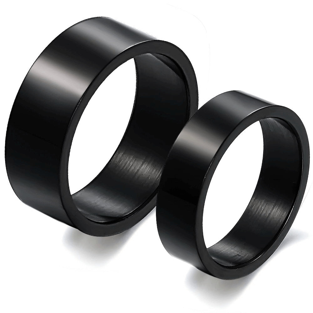 Personalized His and Hers Black Couple Rings