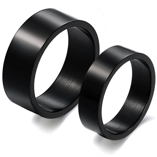 Personalized His and Hers Black Couple Rings