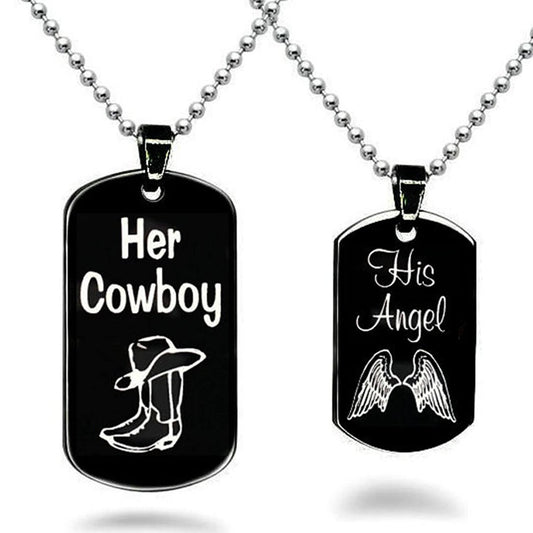 Her Cowboy His Angel Necklace