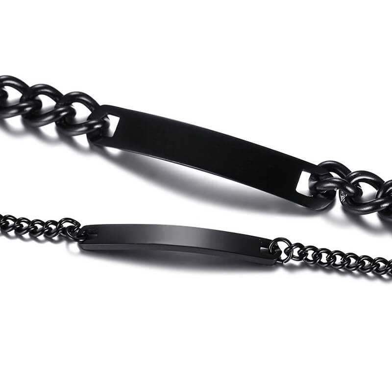 Black Couple Custom Bracelets Engraved