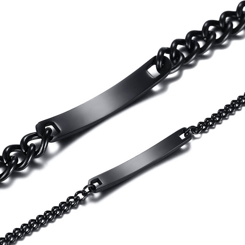 Black Couple Custom Bracelets Engraved