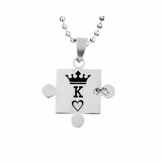 K Q Crown Puzzle Necklace