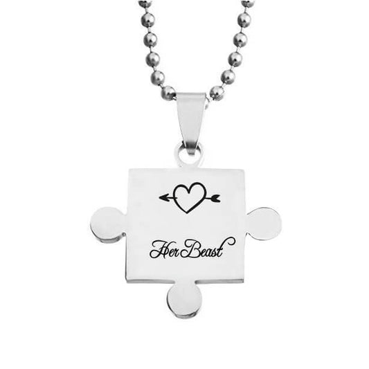 Her Beast His Beauty Puzzle Necklace
