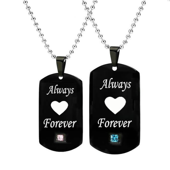 Always Forever Couple Heart Necklaces