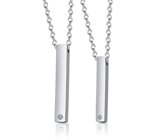 Engraved Couple Bar Necklaces