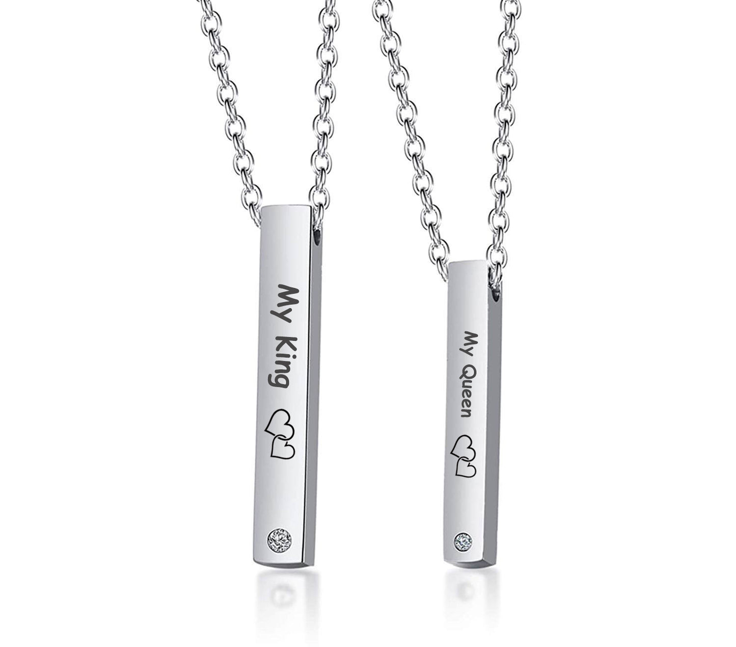 Engraved Couple Bar Necklaces