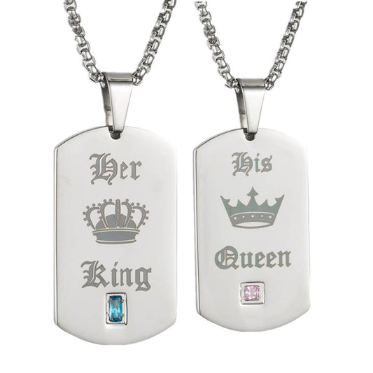 Her King His Queen Necklaces Engraved
