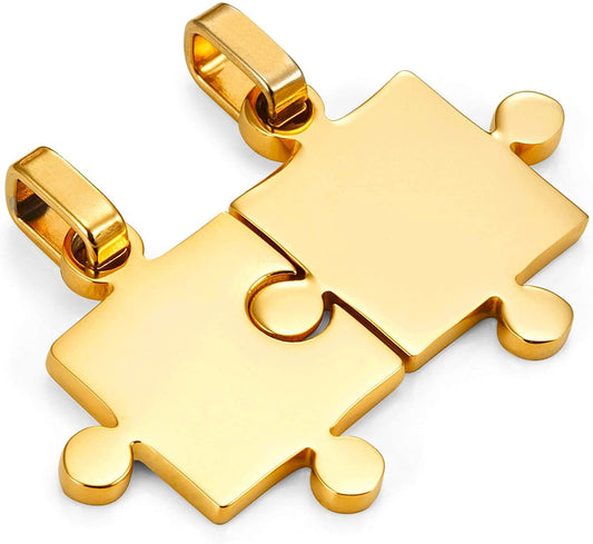 His & Hers Puzzle Couples Necklaces