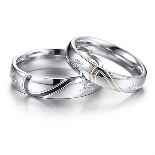 Heart Puzzle His Queen Her King Promise Rings for Couple