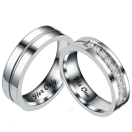 Her Only His One Couples Rings for Promise