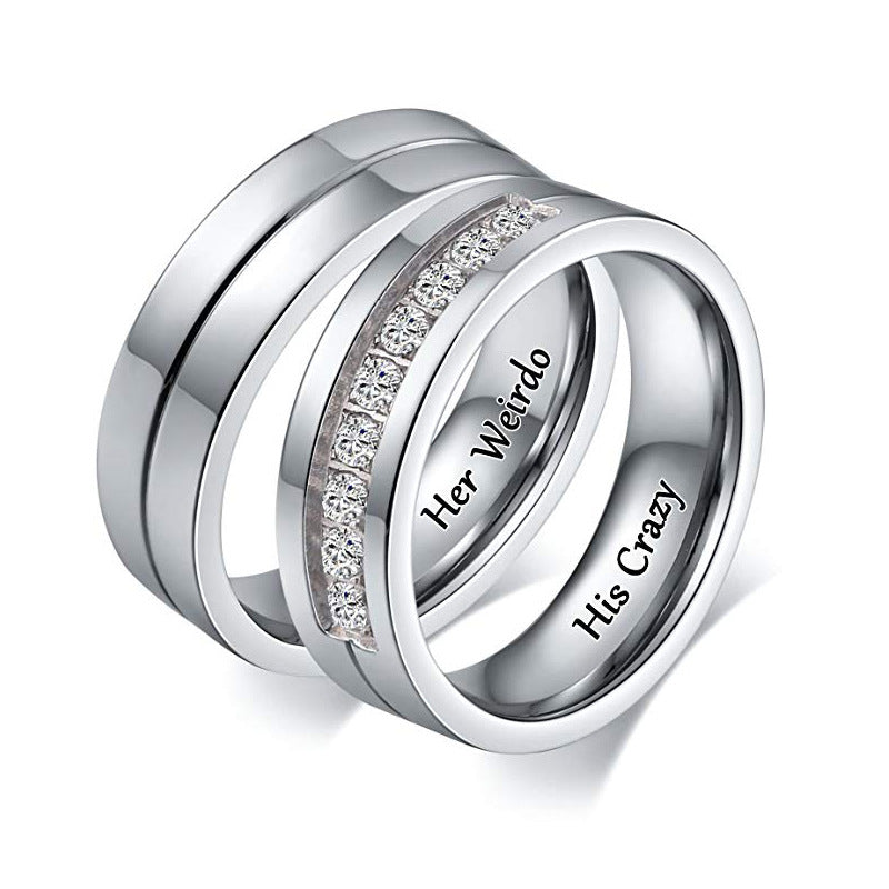 Her Weirdo His Crazy Couples Promise Ring Set
