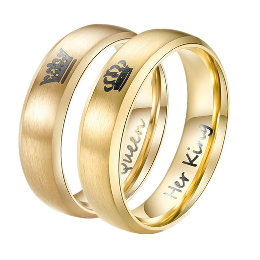 Crown Her King His Queen Couple Promise Rings