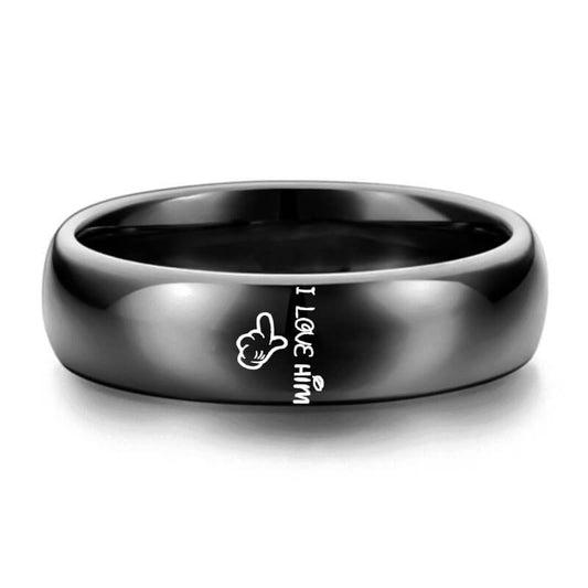 Black Her and His Promise Rings for Couple