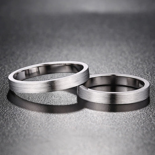 Sterling Silver Promise Rings for Couples Matte Design