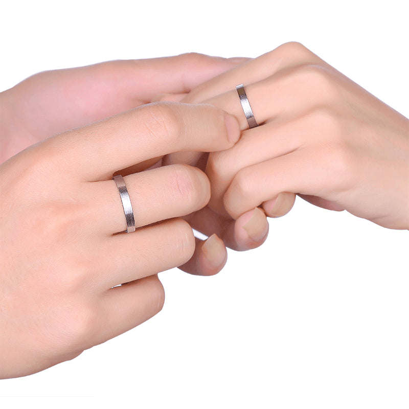 Sterling Silver Promise Rings for Couples Matte Design