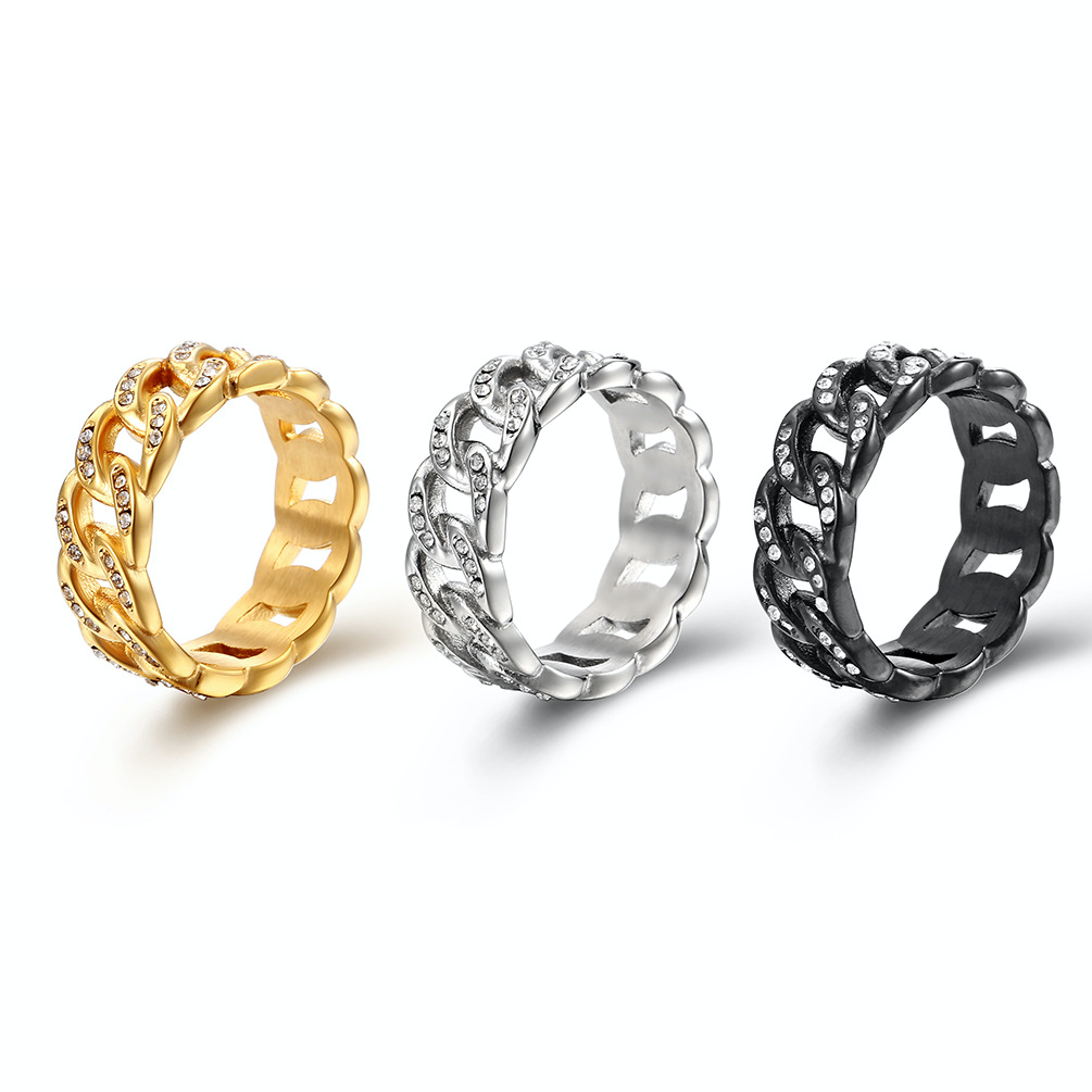 Men Cuban Rings Black
