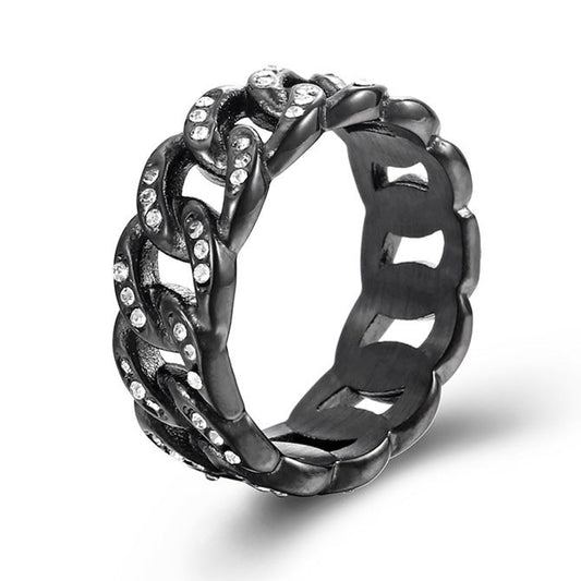 Men Cuban Rings Black