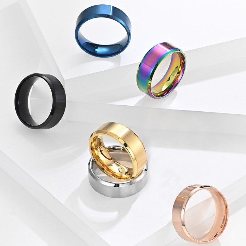 8mm Men Engraved Rings
