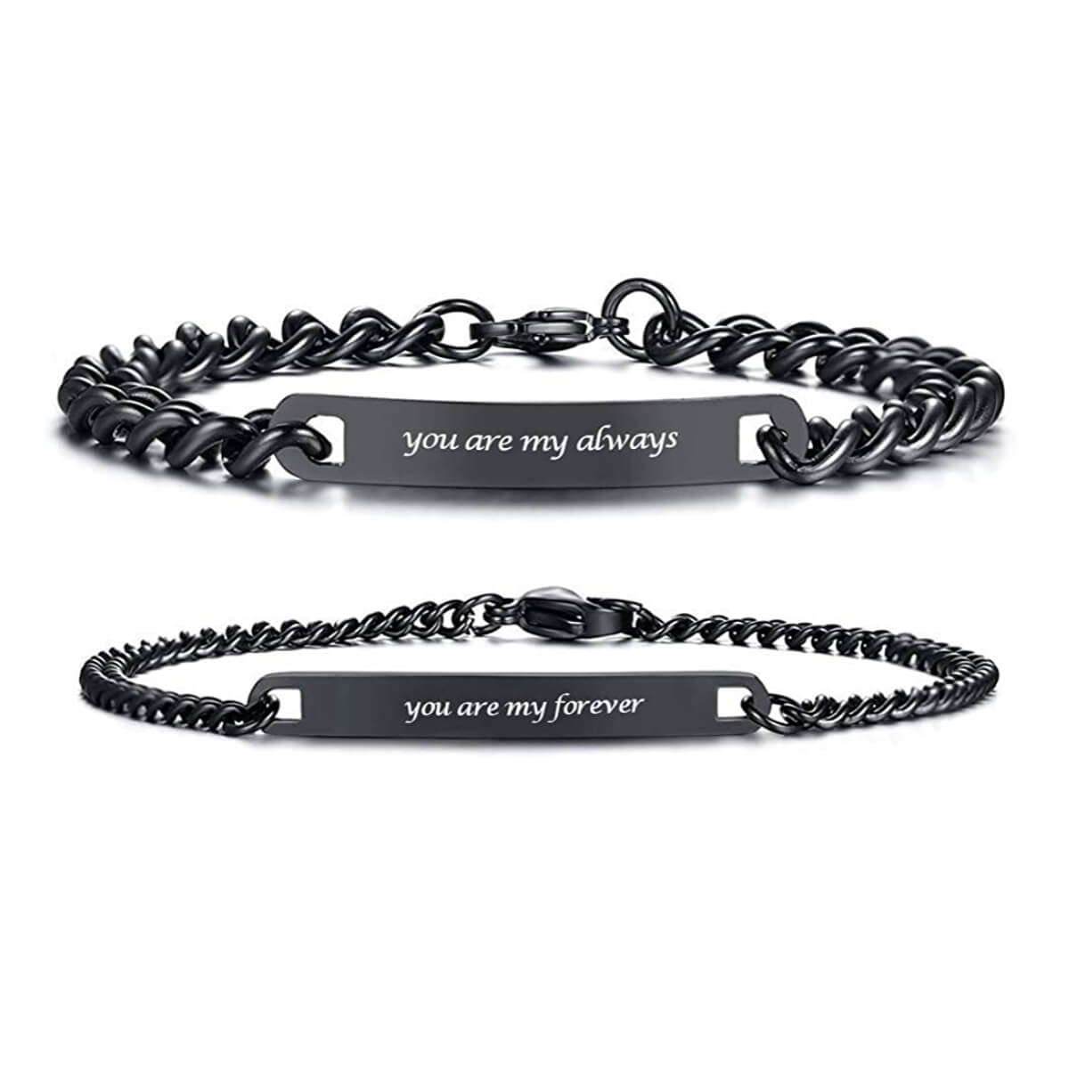 Black Couple Custom Bracelets Engraved
