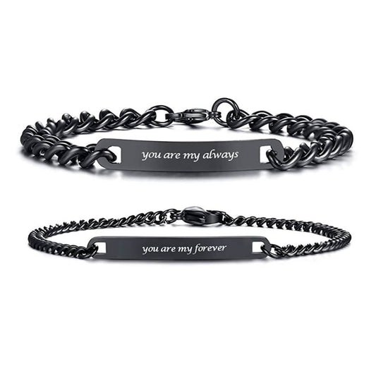 Black Couple Custom Bracelets Engraved