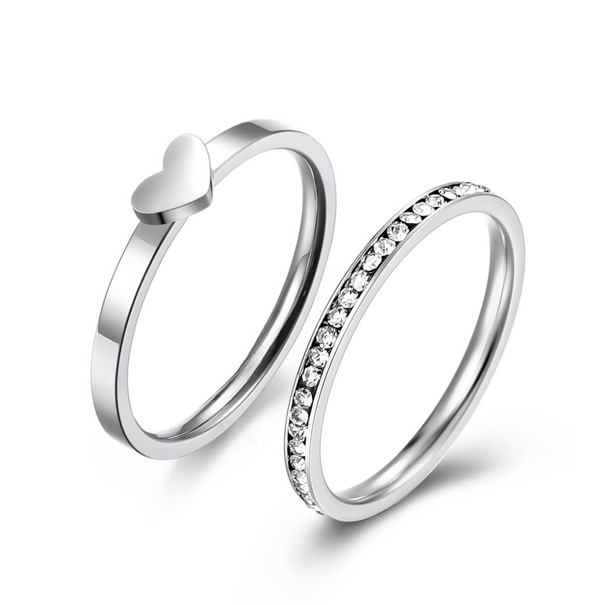 Promise Rings 2 Two Piece Promise Rings for Women Engraving Engagement Ring Sets ...