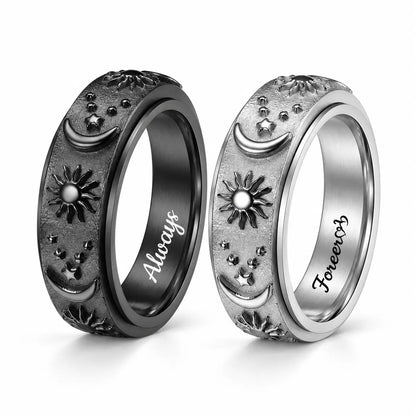 Sun and Moon Stars Couple Spinner Rings