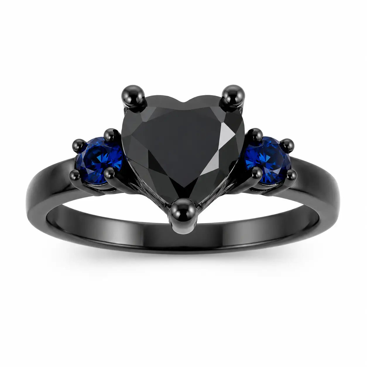 Personalized Black Heart CZ Ring