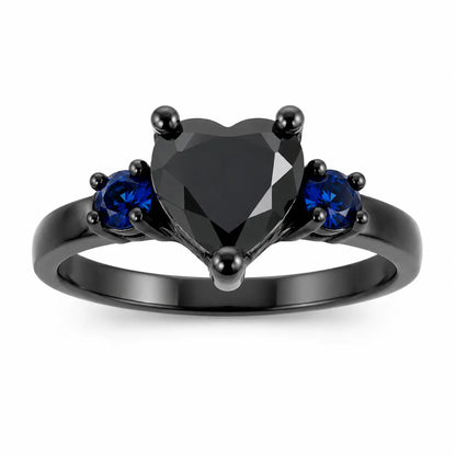 Personalized Black Heart CZ Ring