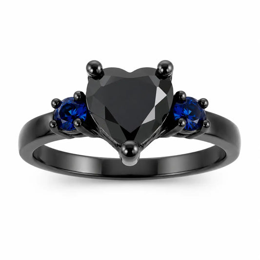 Personalized Black Heart CZ Ring