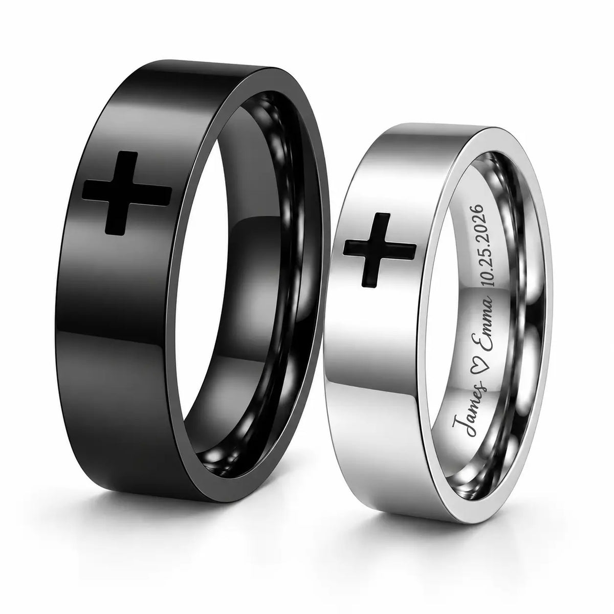 Christian Cross Couple Rings